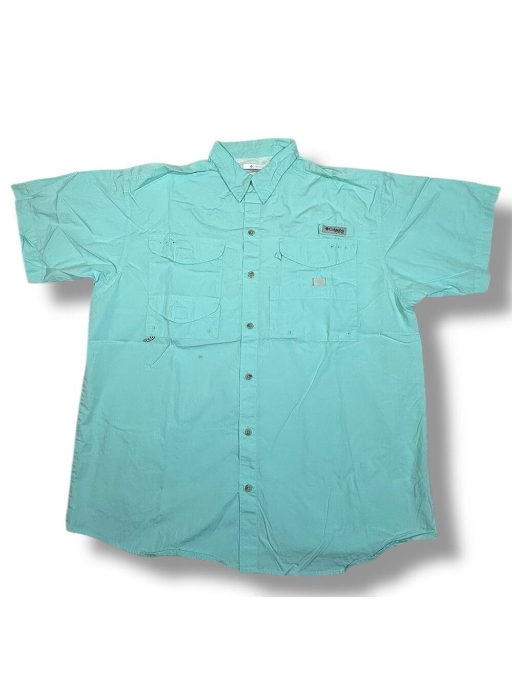 Columbia Men’s PFG Bonehead Short Sleeve Shirt Bright Blue Size Large